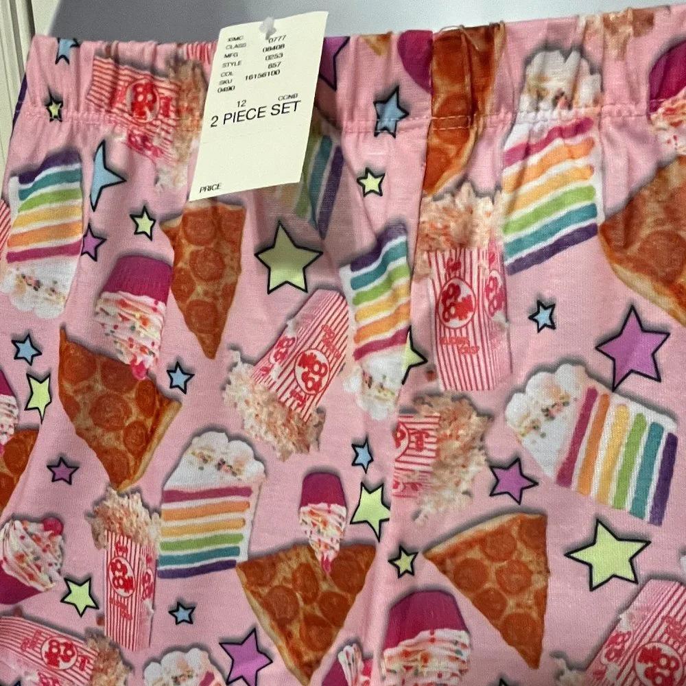 NWT Justice write on birthday pajama shorts set size 12